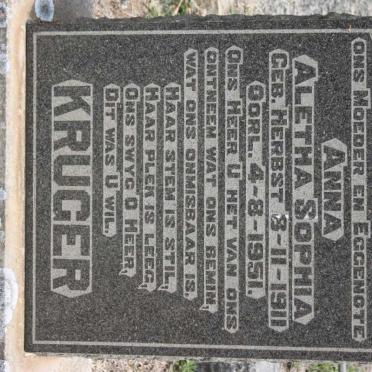 KRUGER Anna Aletha Sophia 1911-1951