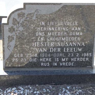 LEEUW Hester Susanna, van der 1904-1985