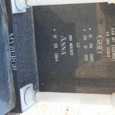 MYBURGH Gert 1962-1991 &amp; Anna 1964-