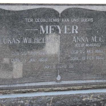 MEYER Lukas Wilhelmus 1864-1936 &amp; Anna M.C. MARAIS 1866-1955