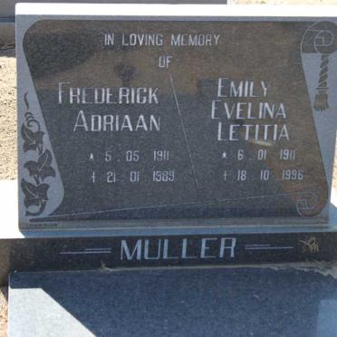 MULLER Frederick Adriaan 1911-1989 &amp; Emily Evelina Letitia 1911-1996
