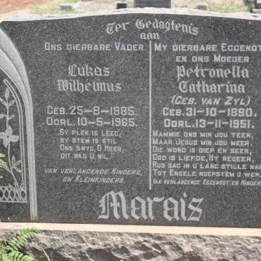 MARAIS Lukas Wilhelmus 1885-1965 &amp; Petronella Catharina VAN ZYL 1890-1951