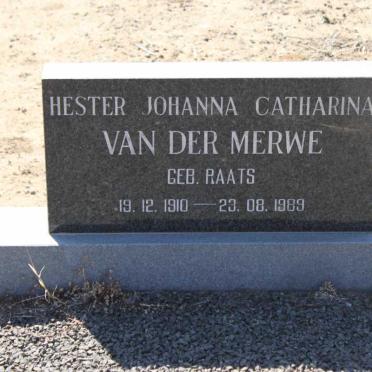 MERWE Hester Johanna Catharina, van der nee RAATS 1910-1989 
