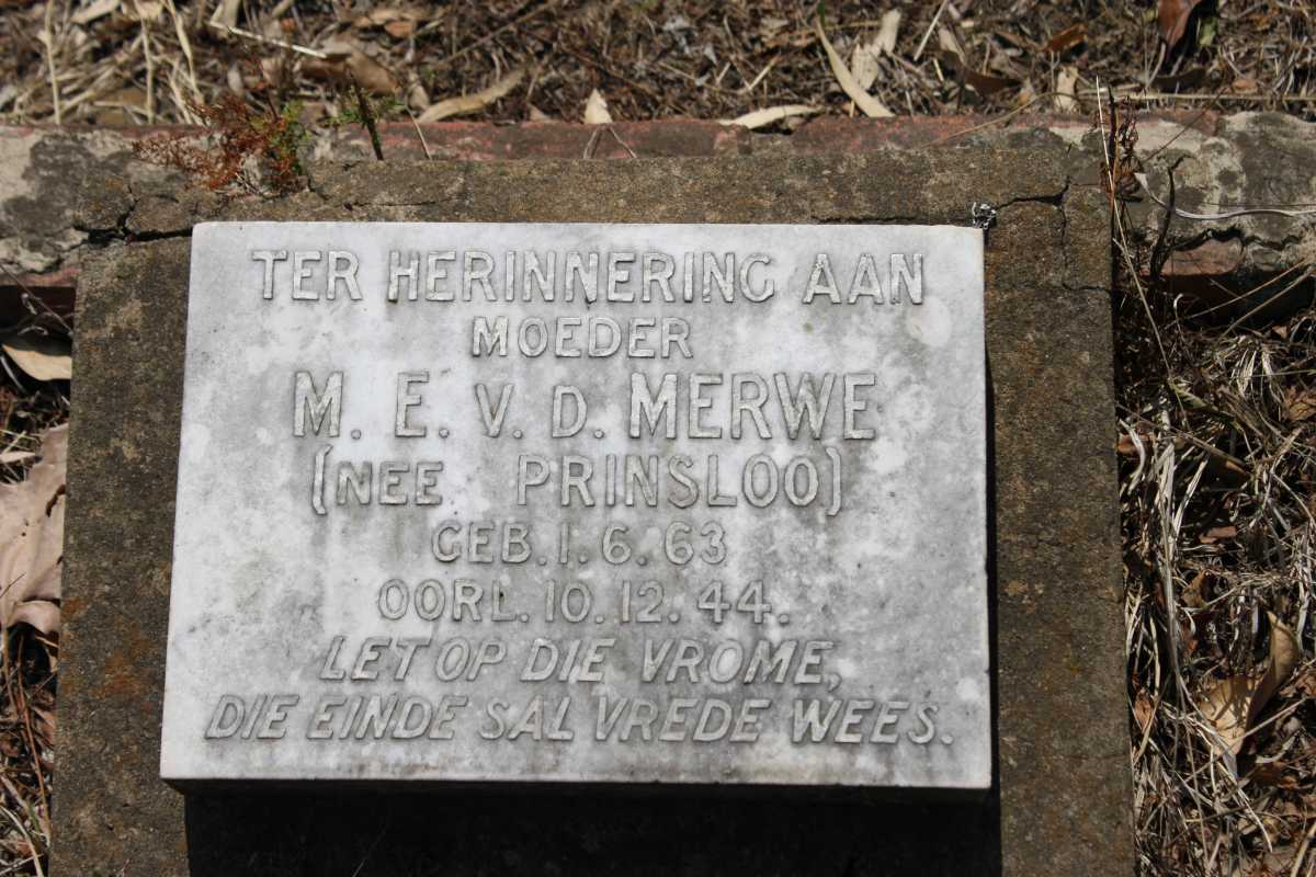 MERWE M.E., v.d. nee PRINSLOO 1863-1944