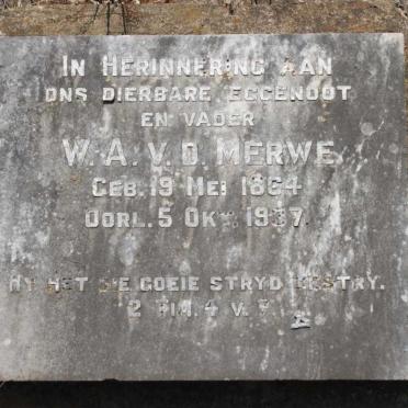 MERWE W.A., v.d. 1864-1937