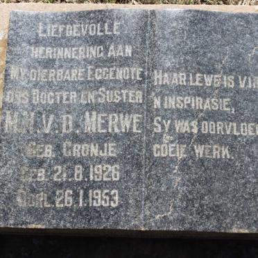 MERWE M.H., v.d. nee CRONJE 1926-1953