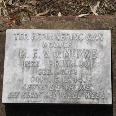 MERWE M.E., v.d. nee PRINSLOO 1863-1944