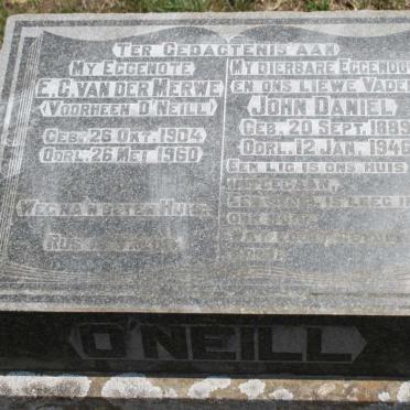 O'NEILL John Daniel 1889-1946 :: MERWE E.G., van der voorheen O'NEILL 1904-1960
