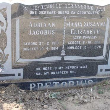PRETORIUS Adriaan Jacobus 1913-1984 &amp; Maria Susanna Elizabeth BURGER 1915-1976
