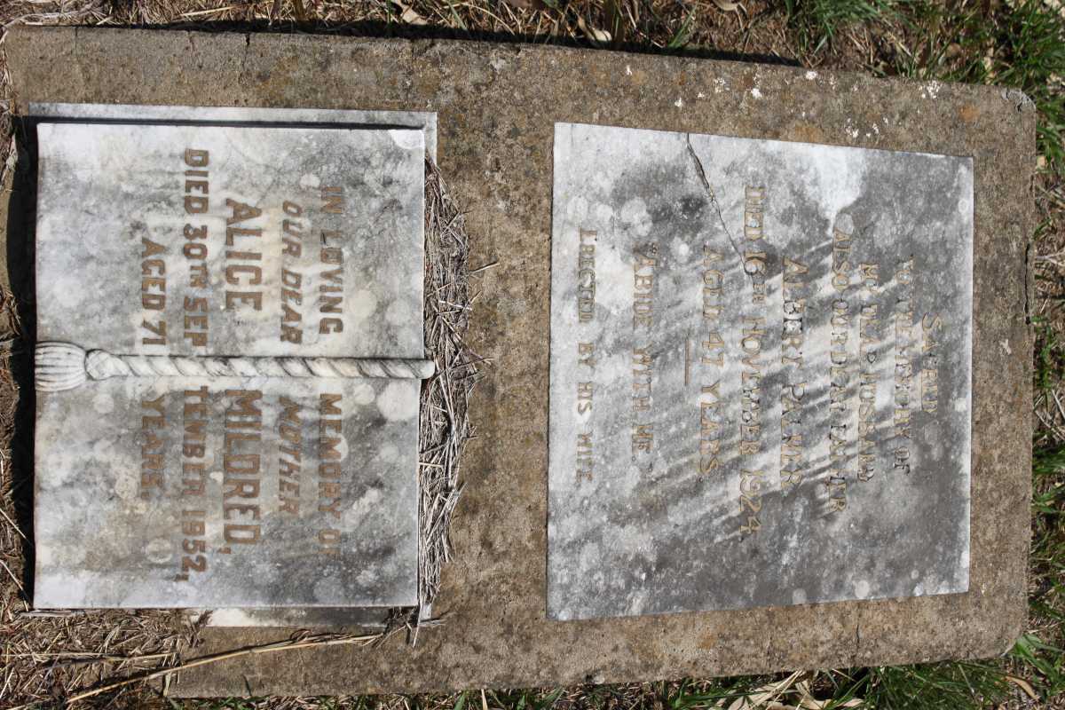 PALMER Albert -1924 &amp; Alice Mildred  -1952