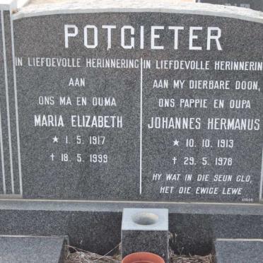 POTGIETER Johannes Hermanus 1913-1978 &amp; Maria Eilzabeth 1917-1999
