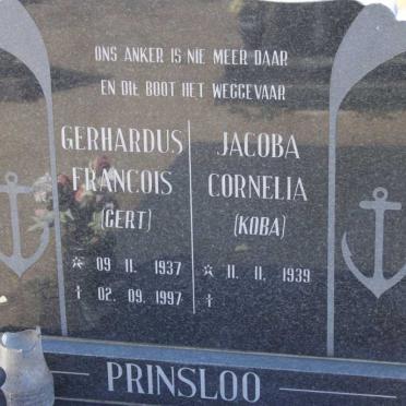 PRINSLOO Gerhardus Francois 1937-1997 &amp; Jacoba Cornelia 1939-