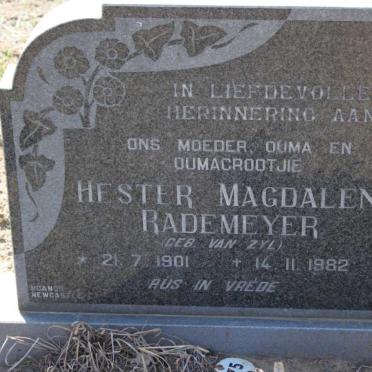 RADEMEYER Hester Magdalena nee VAN ZYL 1901-1982