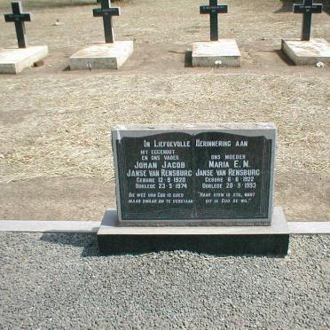 RENSBURG Johan Jacob, Janse van 1920-1974 &amp; Maria E.M. 1922-1993