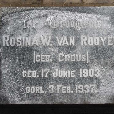 ROOYEN Rosina W., van nee CROUS 1903-1937