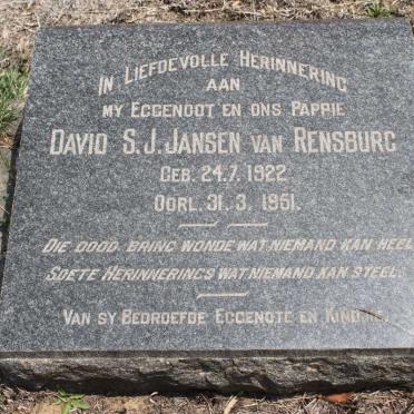 RENSBURG David S.J., Jansen van 1922-1951