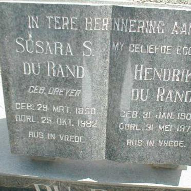 RAND Hendrik, du 1906-1972 &amp; Susara S. DREYER 1898-1982