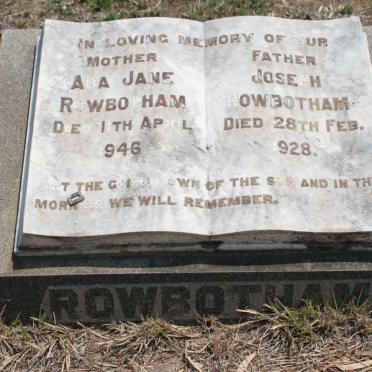 ROWBOTHAM  Joseph -1928 &amp; Ada Jane -1946
