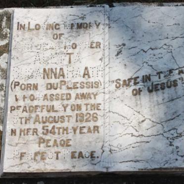 RAATH Aletta Susanna  nee DU PLESSIS -1926