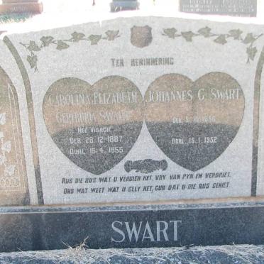 SWART Johannes G. 1886-1952 &amp; Caroline Elizabeth Gertruida VISAGIE 1887-1955