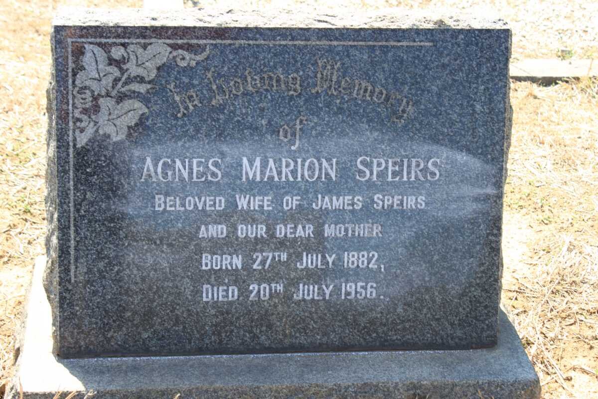 SPEIRS Agnes Marion 1882-1956