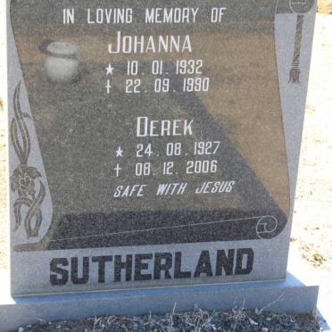 SUTHERLAND Derek 1927-2006 &amp; Johanna 1932-1990