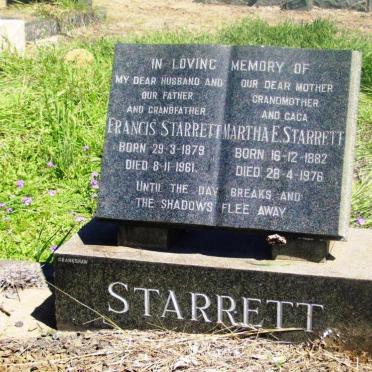 STARRETT Francis 1879-1961 &amp; Martha E. 1882-1976