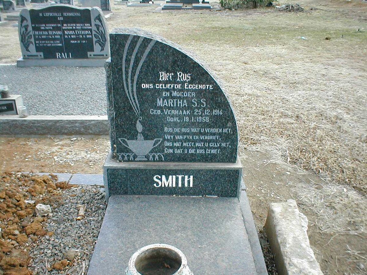 SMITH Martha S.S. geb. VERMAAK 1914-1958