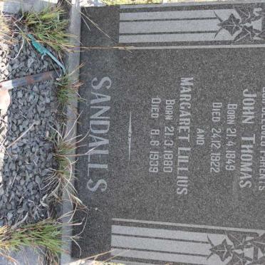 SANDALLS John Thomas 1849-1922 &amp; Margaret Lillius 1880-1939