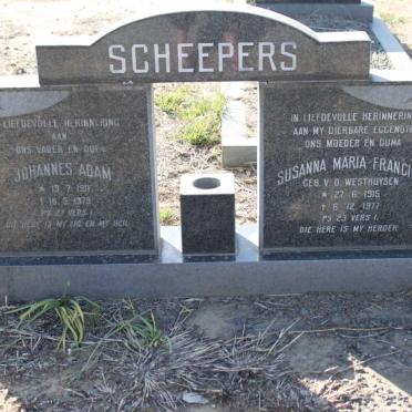 SCHEEPERS Johannes Adam 1911-1979 &amp; Susanna Maria Francina V.D. WESTHUYSEN 1915-1977