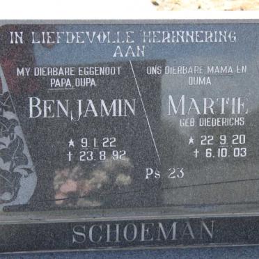 SCHOEMAN Benjamin 1922-1992 &amp; Martie DIEDERICHS 1920-2003
