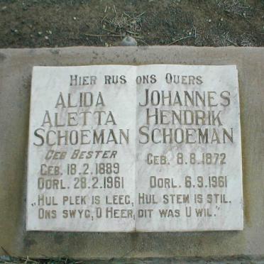 SCHOEMAN Johannes Hendrik 1872-1961 &amp; Alida Aletta BESTER 1889-1961
