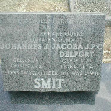 SMIT Johannes J. 1926-1972 &amp; Jacoba J.P.C. DELPORT 1929-1972