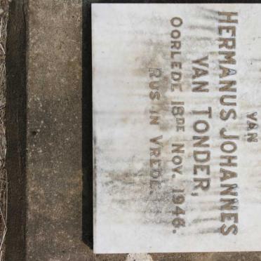 TONDER Hermanus Johannes, van -1946