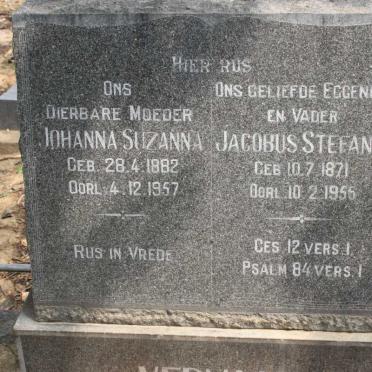 VERMAAK Jacobus Stefanus 1871-1956 &amp; Johanna Suzanna 1882-1957
