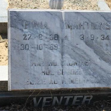VENTER Martiens 1934- &amp; Fiona 1938-1989