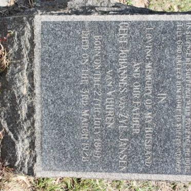 VUUREN Gert Johannes van Zyl, Jansen van 1899-1928