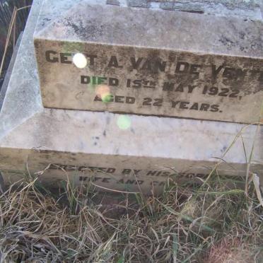 VENTER Gert A, van de -1922