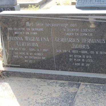 VERMAAK Gerhardus Hermanus Jacobus 1922-1974 &amp; Anna Magdalena Gertruida 1907-1987