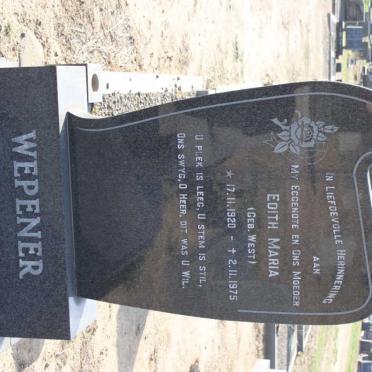 WEPENER Edith Maria nee WEST 1920-1975