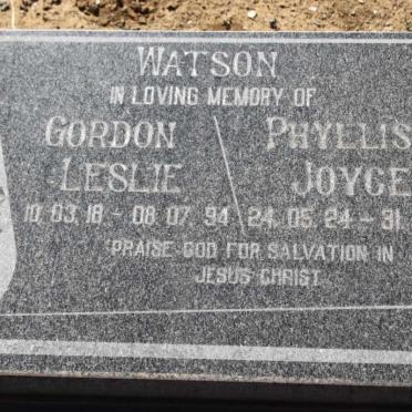 WATSON Gordon Leslie 1918-1994 &amp; Phyllis Joyce 1924-1998