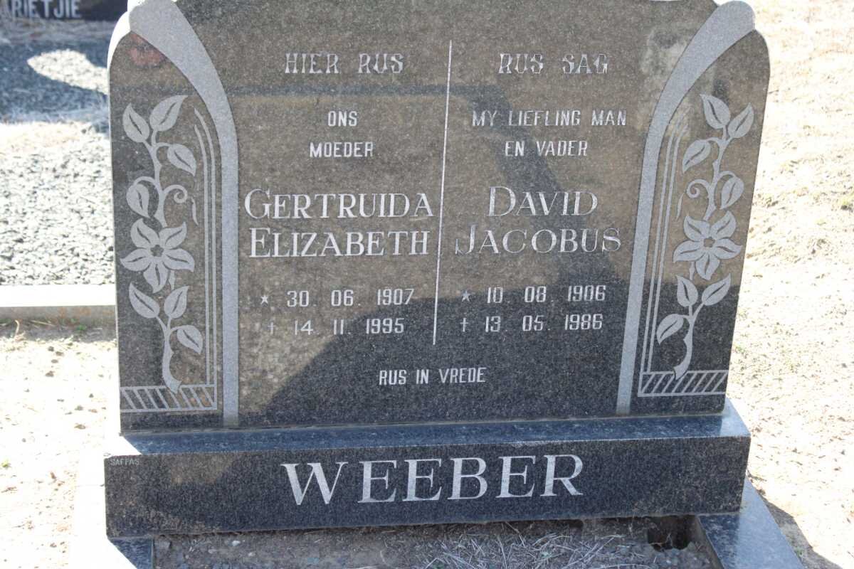 WEEBER David Jacobus 1906-1986 &amp; Gertruida Elizabeth 1907-1995