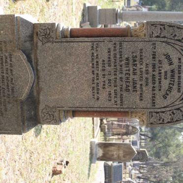 WHITEHEAD John -1906 &amp; Sarah Jane -1923