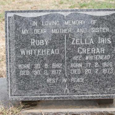 WHITEHEAD Ruby 1882-1972 :: CRERAR Zella Iris nee WHITEHEAD 1926-1973