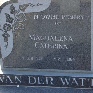 WATT Magdalena Cathrina, van der 1902-1984