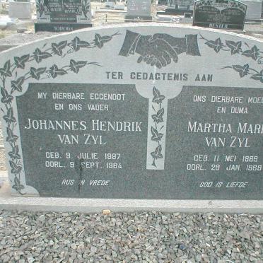 ZYL Johannes Hendrik van, 1887-1964 &amp; Martha Maria 1889-1968