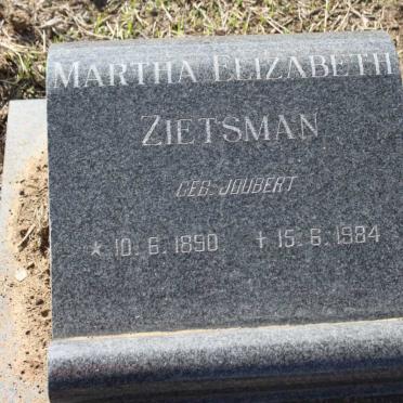 ZIETSMAN Martha Elizabeth nee JOUBERT 1890-1984