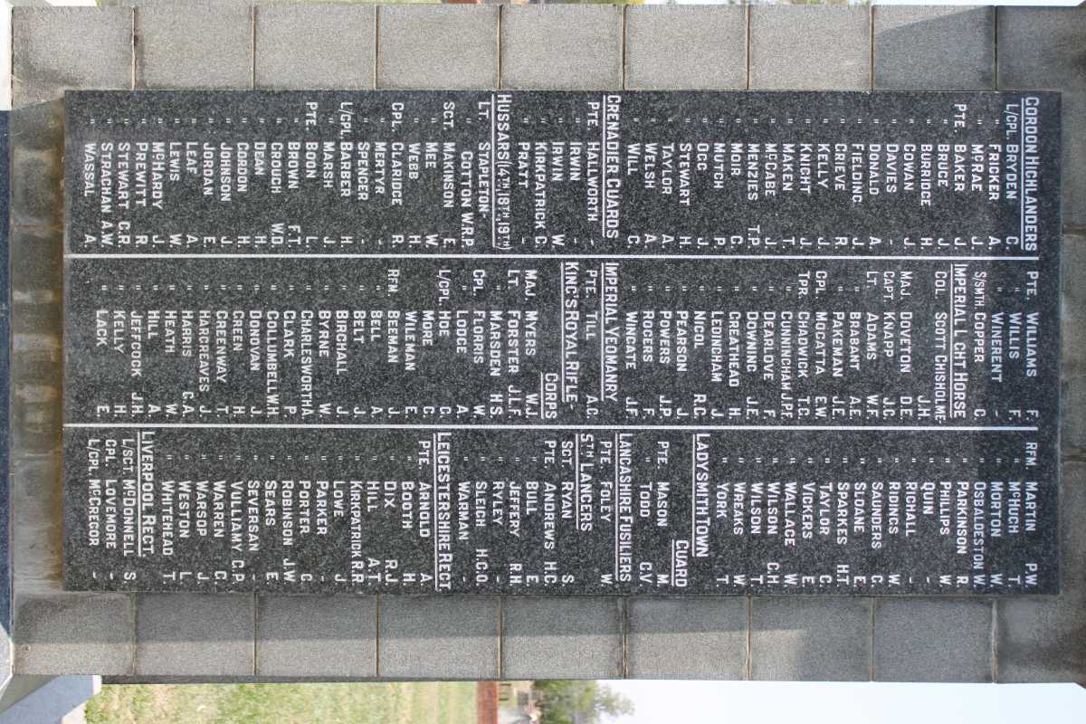 MEMORIAL TO BRITISH SOLDIERS 1899-1902