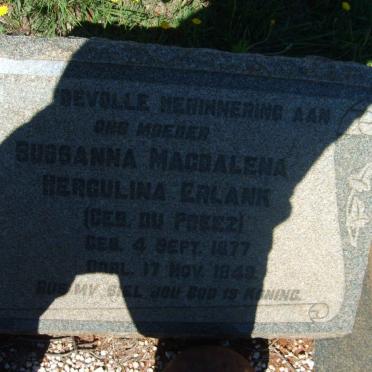 ERLANK Susanna Magdalena Herculina nee DU PREEZ 1877-1949