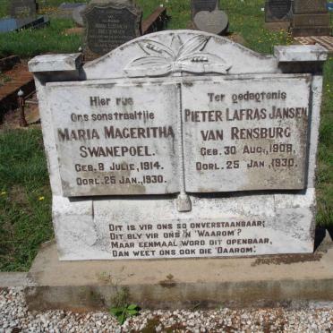 RENSBURG Pieter Lafras, Jansen van 1908-1930 :: SWANEPOEL Maria Mageritha 1914-1930